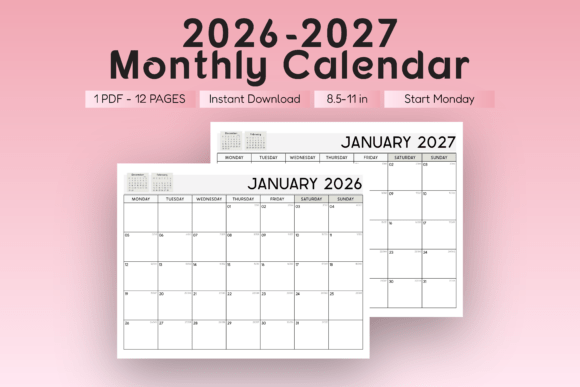 Download 2026–2027 Monthly Planner Landscape (MS) - Month Collection