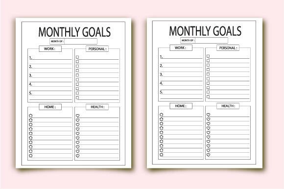 Download Monthly Goal Planner Book KDP for Amazon - Month Collection