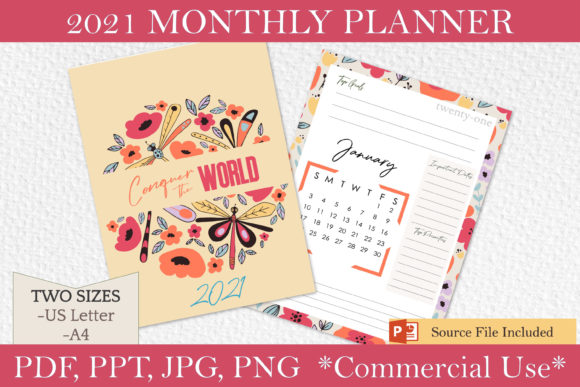 Download 2021 Monthly Planner Printables / Floral - Month Collection