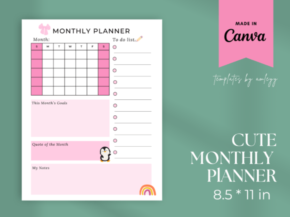 Download Cute Coquette Monthly Planner Template - Month Collection