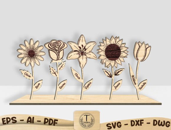 Download Birth Month Flower Stand with Names SVG - Month Collection