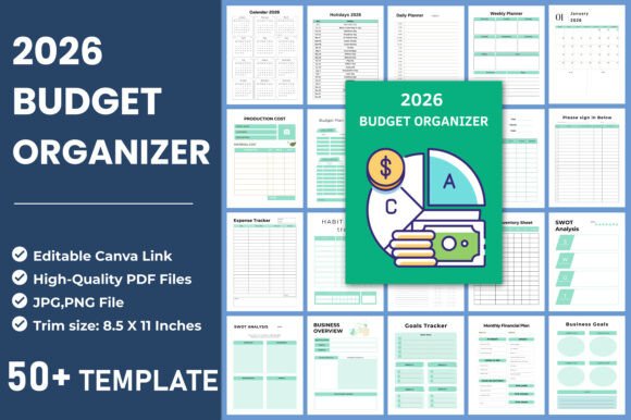 Download 2026 Budget Organizer Canva Template - Premium Resources