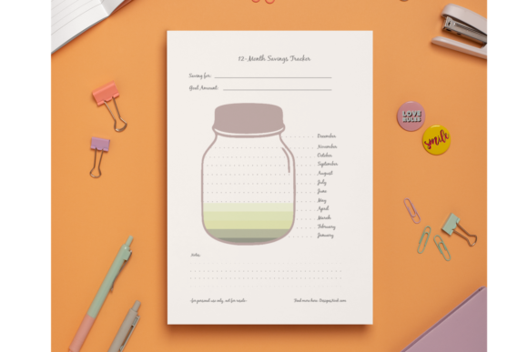Download 12 Months Savings Tracker, Printables - Month Collection