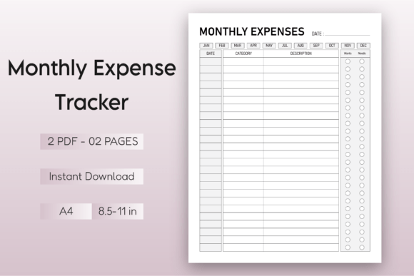 Download Monthly Expense Tracker Printable - Month Collection