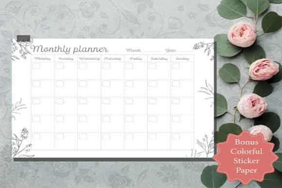 Download Floral Planner Undated Monthly Printable - Month Collection