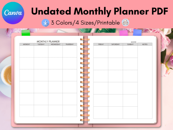 Download Undated Monthly Planner Canva - Month Collection