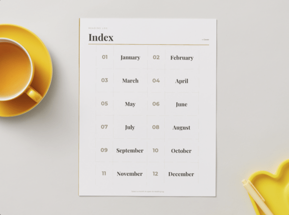 Download Monthly Reading Log Canva Template - Month Collection