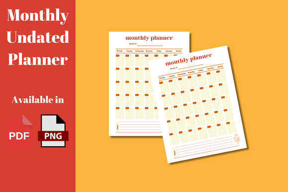 Download Monthly Undated Planner - Month Collection