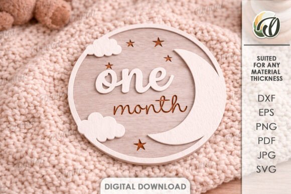 Download 3D Monthly Milestone Lasercut. One Month - Month Collection