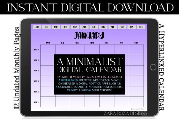 Download Amethyst Monthly Undated Digital Planner - Month Collection