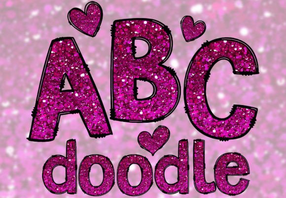 Download Hot Pink Glitter Doodle Letters PNG - Glitter Collection